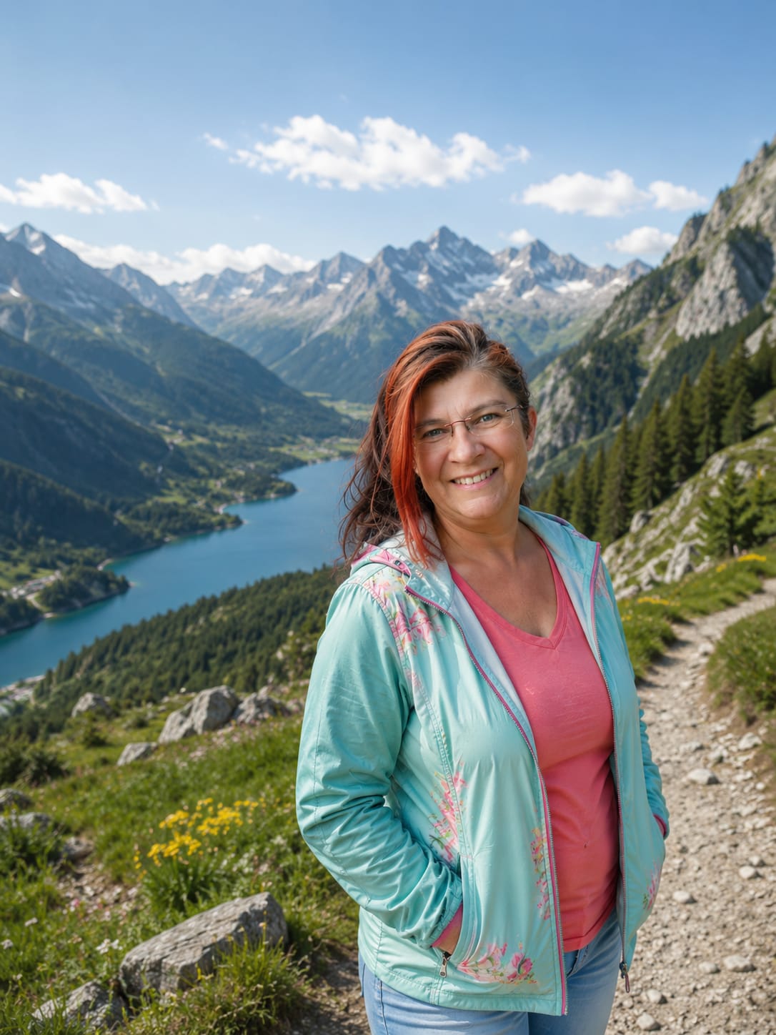Eva Barwig auf einem Bergweg